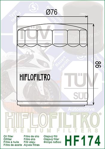 OIL FILTER HIFLO HF174B BLACK, Harley Davidson 63793-01K, ROAD thumbnail 2
