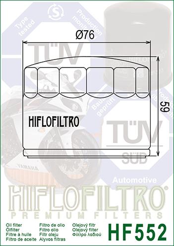 OIL FILTER HIFLO HF552 MGUZZI, 14153000 ROAD, MOTO GUZZI thumbnail 3