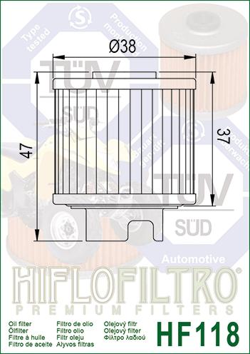 OIL FILTER HIFLO HF118, Honda 15412-HB6-003 thumbnail 3