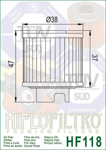 OIL FILTER HIFLO HF118, Honda 15412-HB6-003 thumbnail 4