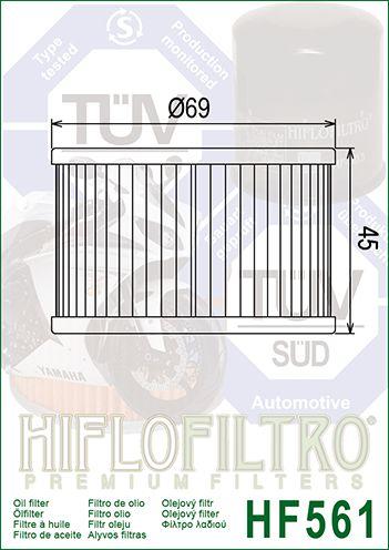 OIL FILTER HIFLO HF561, Kymco 1541A-KED9-9000 thumbnail 4