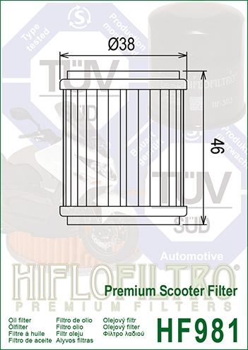OIL FILTER HIFLO HF981, Yamaha 38B-E3440-00-00 thumbnail 2