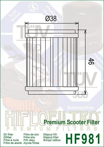 OIL FILTER HIFLO HF981, Yamaha 38B-E3440-00-00 thumbnail 4