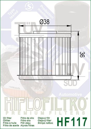 OIL FILTER HIFLO HF117, Honda 15412-MGS-D21 thumbnail 2
