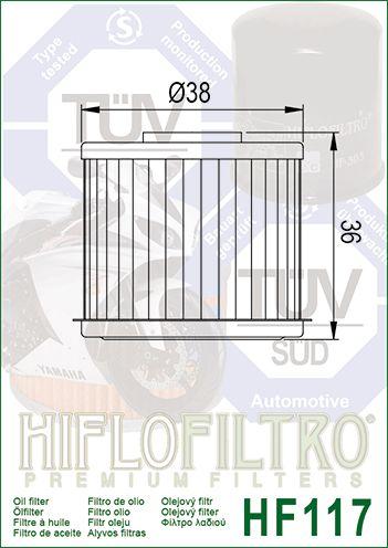 OIL FILTER HIFLO HF117, Honda 15412-MGS-D21 thumbnail 4