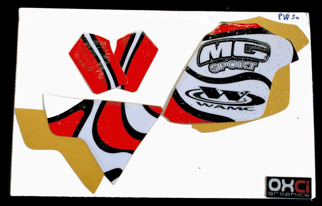 PW50 YAMAHA RED/WE/BK, DECAL KIT, RAD AND TANK image 1