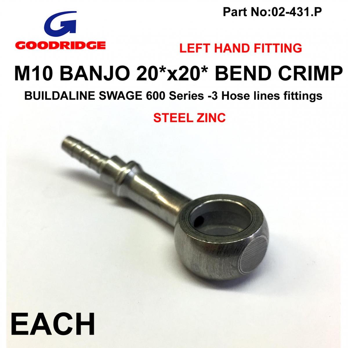 BANJO 20x20 BEND L/H PLATED, SWAGE CRIMP FITTING 600 Series -3, GOODRIDGE S5093L-03Z1 thumbnail 2