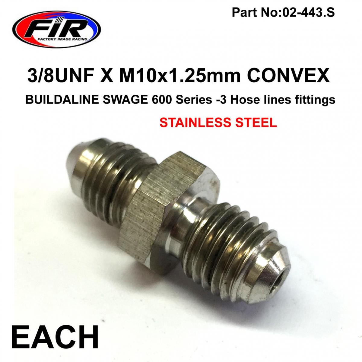 3/8UNF X M10x1.25mm CONVEX FR, 305-03-32 SWAGE CRIMP FITTING 600 Series -3, / STAINLESS STEEL thumbnail 2