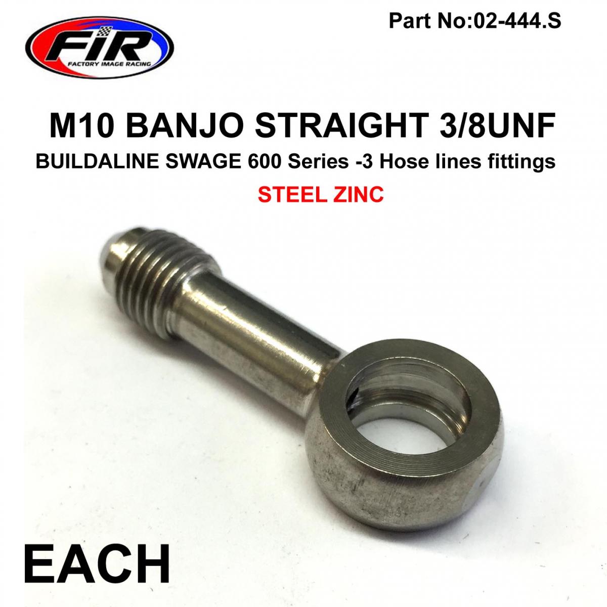 M10 BANJO STRAIGHT 3/8UNF FR, B592-03CSWAGE CRIMP FITTING 600 Series -3, / STEEL ZINC thumbnail 2