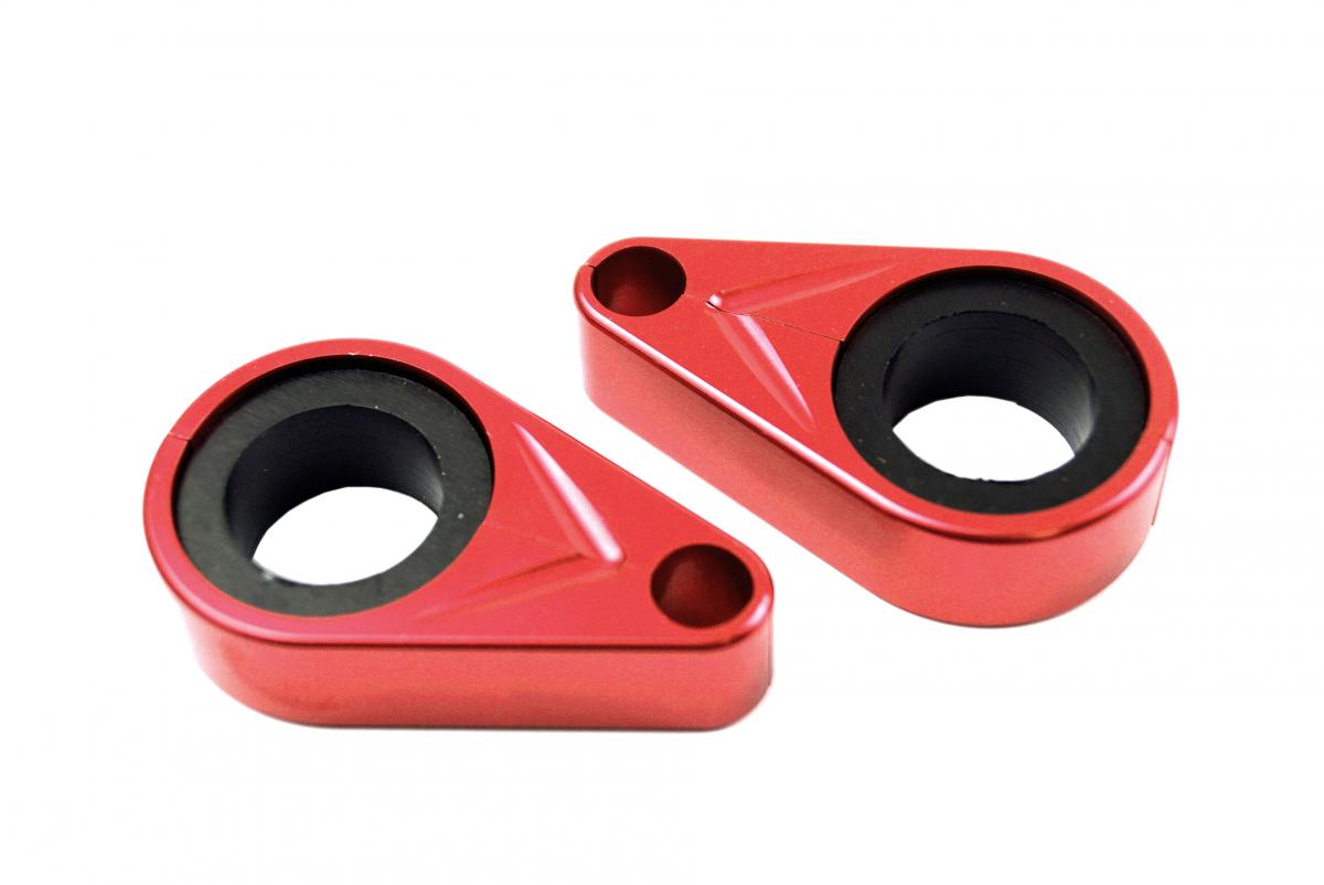 CABLE HOSE CLAMP SET RED ALUMINIUM 20-25mm PACK OF 2