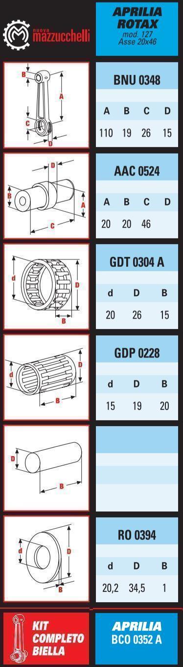 CONNECTING ROD 1985-1987 APRILA 125 ROTAX 127 MAZZUCCHELLI ETX 125 TUAREG 125 BCO0352A thumbnail 2