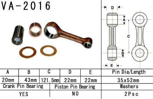 CONNECTING ROD KIT YFM400, VESRAH VA-2016 YAMAHA ATV thumbnail 2