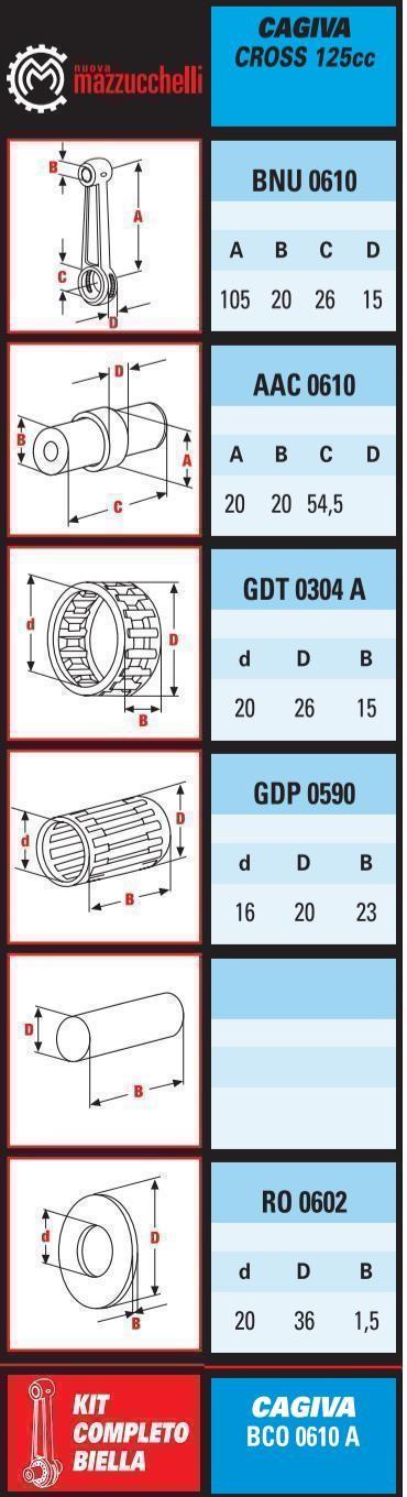CONNECTING ROD KIT CAGIVA 125, CAGIVA 125 1985-1988 BCO 0610A thumbnail 2