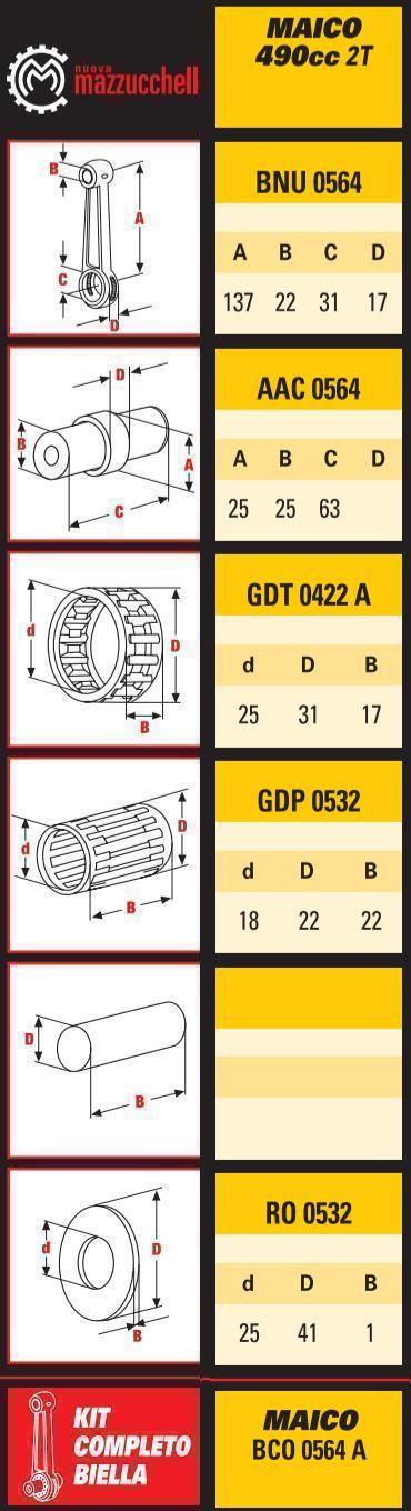 CONNECTING ROD KIT MAICO 440/490 with 63mm Long Pin Made in Italy thumbnail 2