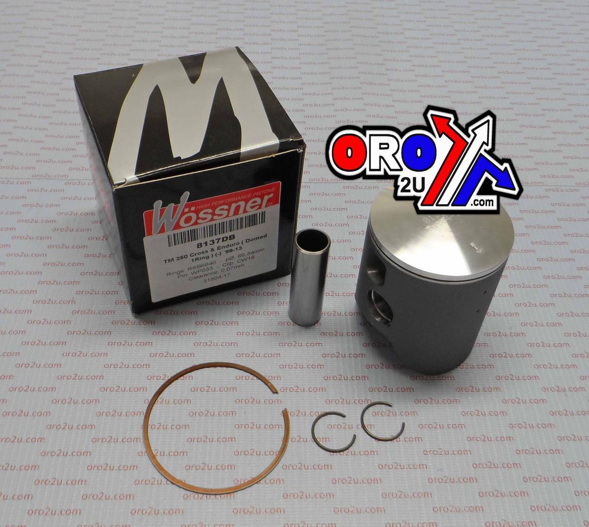 PISTON 94-09 TM250 66.4 DOMED, WOSSNER 8136DA TWIN RING thumbnail 2