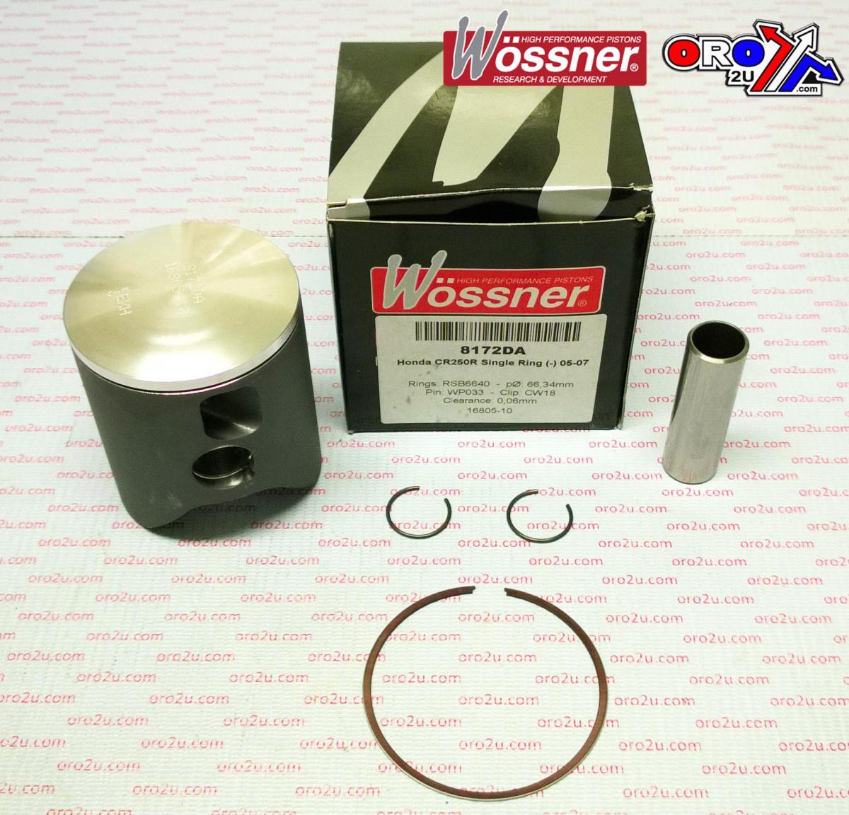 PISTON 05-07 CR250 66.40 1RING, WOSSNER 8172DA FORGED KIT thumbnail 2