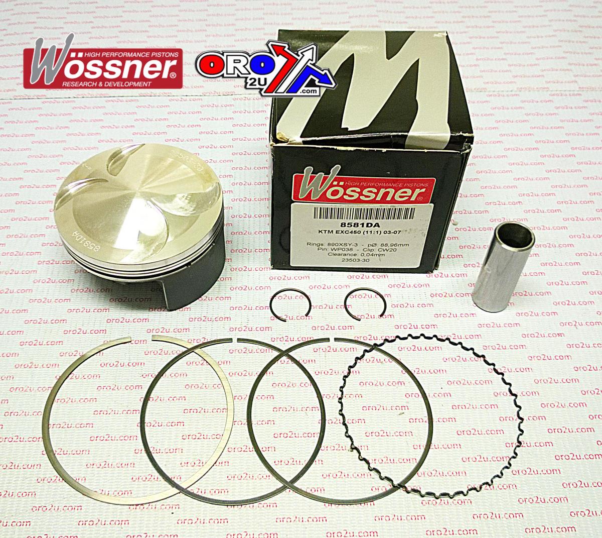 PISTON KIT 02-07 KTM EXC450 89, WOSSNER WOSSNER 8581DB image 1