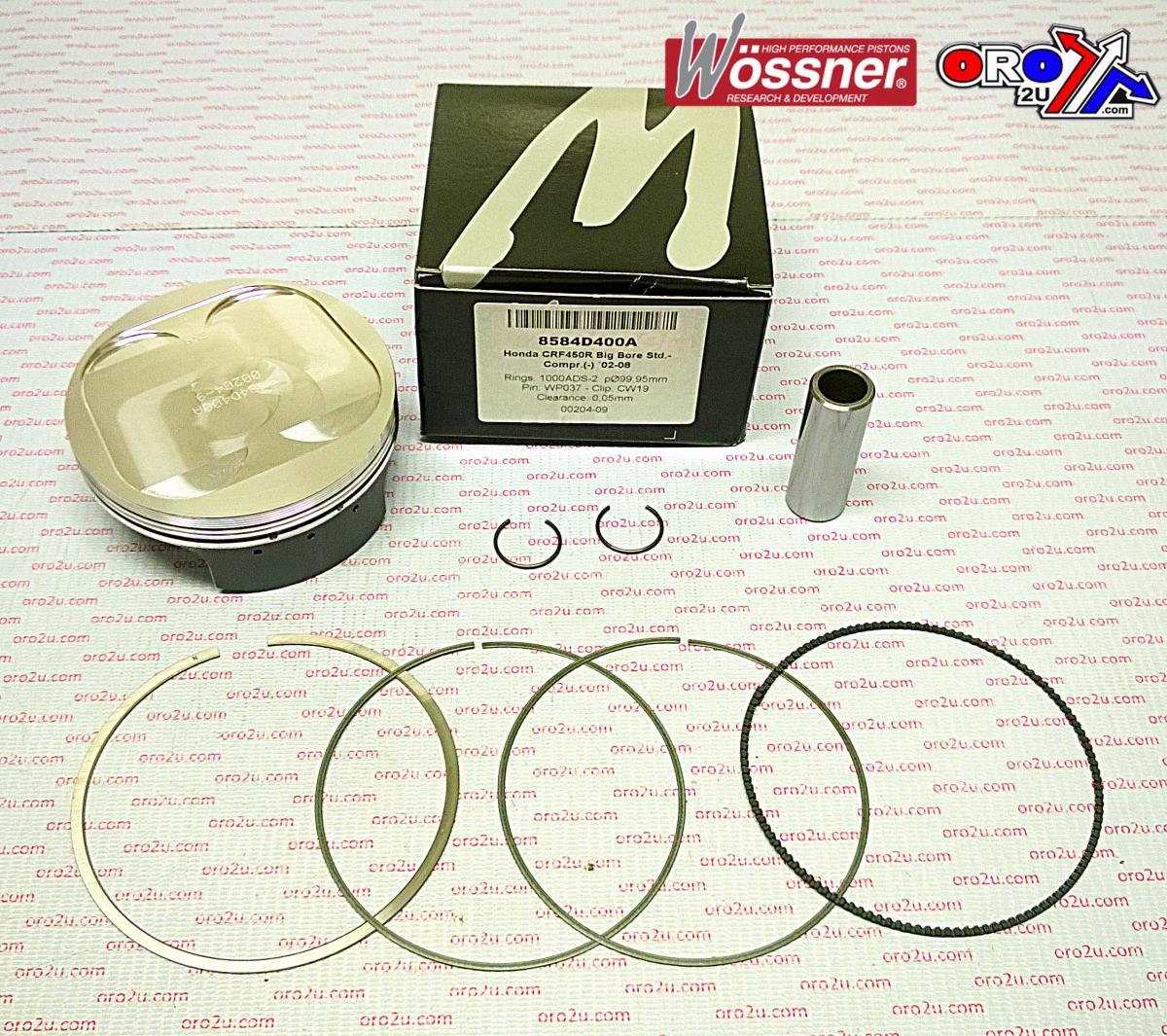 PISTON KIT 02-08 CRF450 100mm, WOSSNER 8584D400A BIG BORE image 1