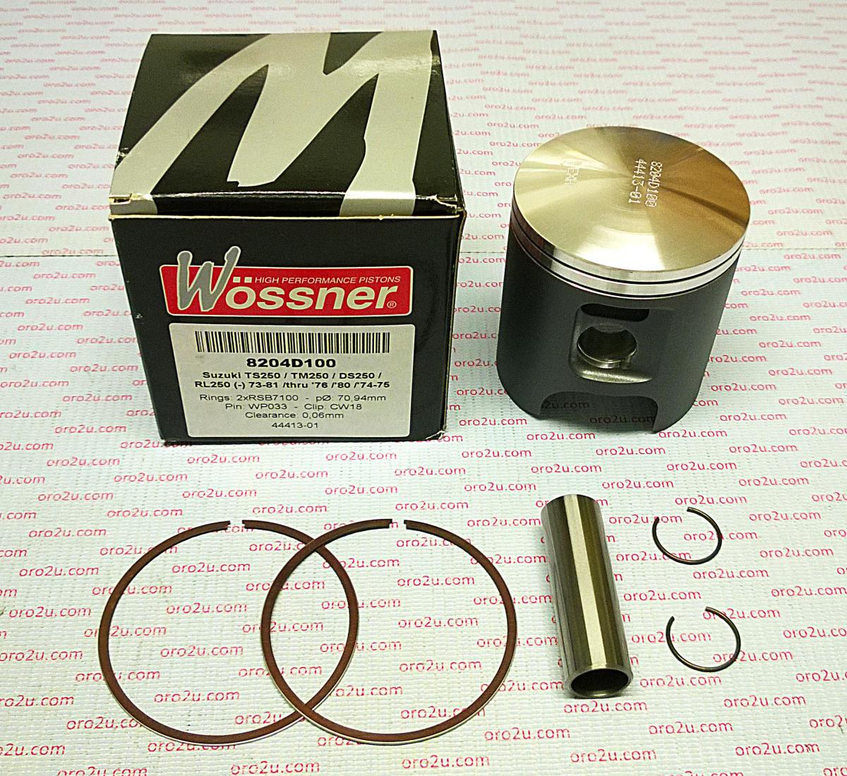 PISTON KIT 73-81 TS250 72.00, FORGED WOSSNER 8204D200 image 1