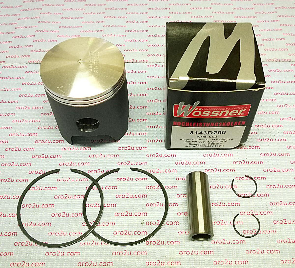 PISTON KIT KTM125 LC2 57.50, FORGED WOSSNER 8143D150 image 1