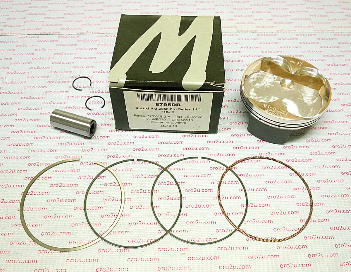 PISTON KIT 10-23 RMZ250 77 HC, COMP 14:1 WOSSNER 8795DA 12111-49H00-0F0 image 1