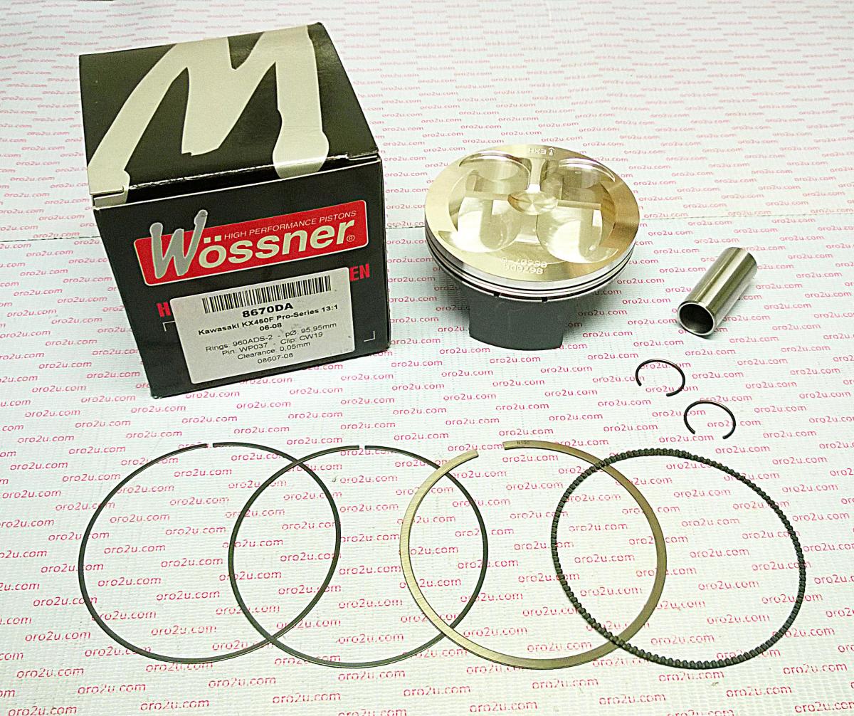 PISTON KIT 05-08 KXF450 HC 96, FORGED WOSSNER 8670DB image 1