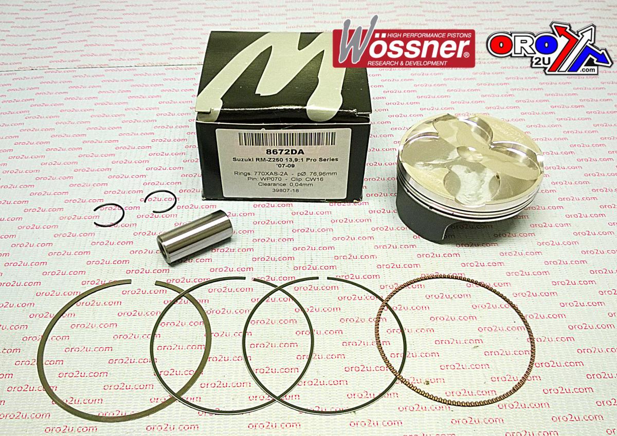 PISTON KIT 07-09 RMZ250 HC 77, FORGED WOSSNER 8672DA 12111-10H20-0F0 image 1