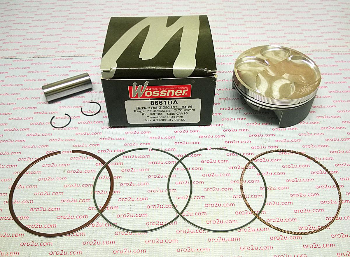 PISTON KIT 04-06 RMZ250 77 HC, FORGED WOSSNER 8661DB image 1