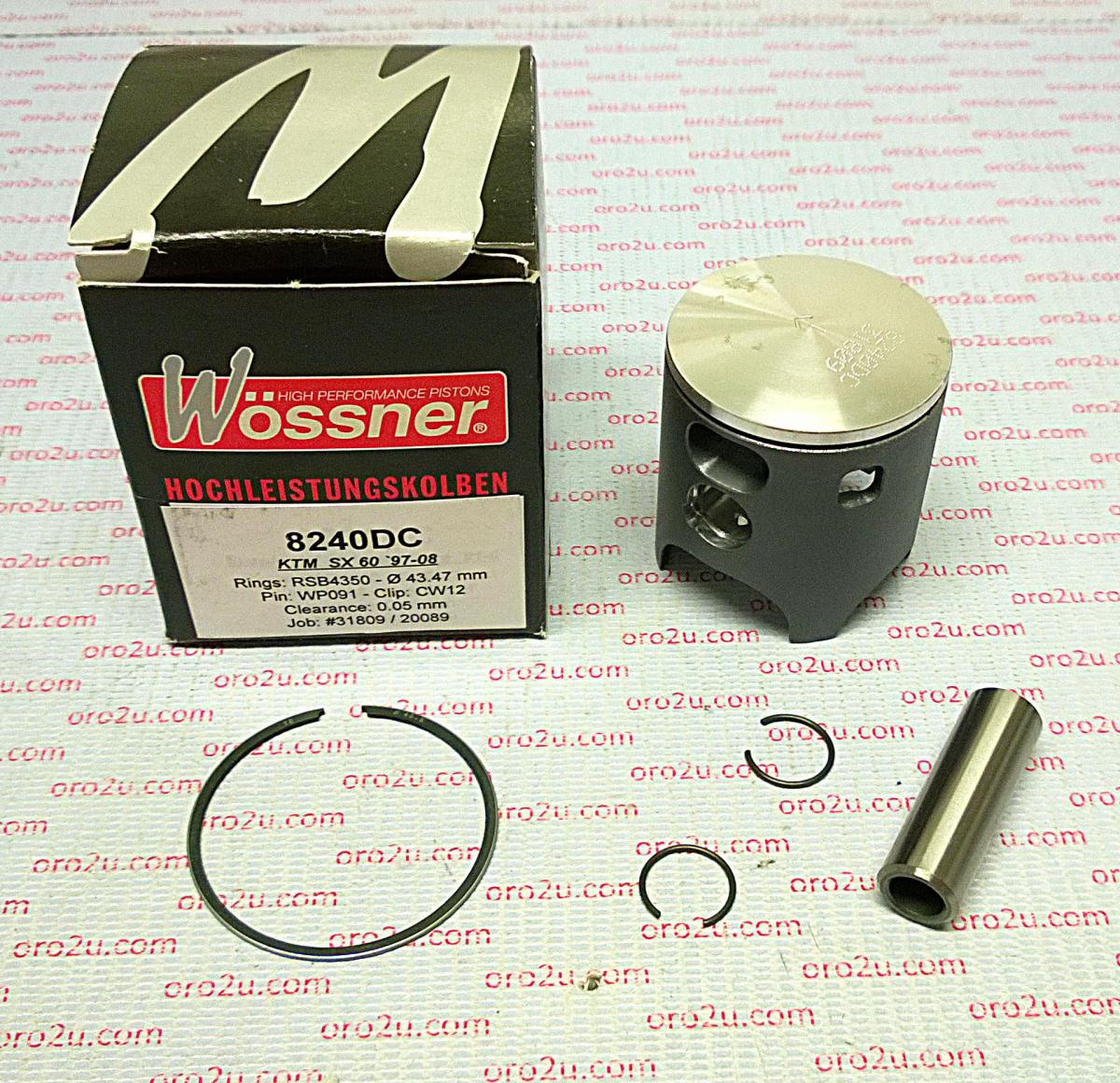 PISTON KIT 97-09 KTM60 SX 43.5, FORGED WOSSNER 8240DB image 1