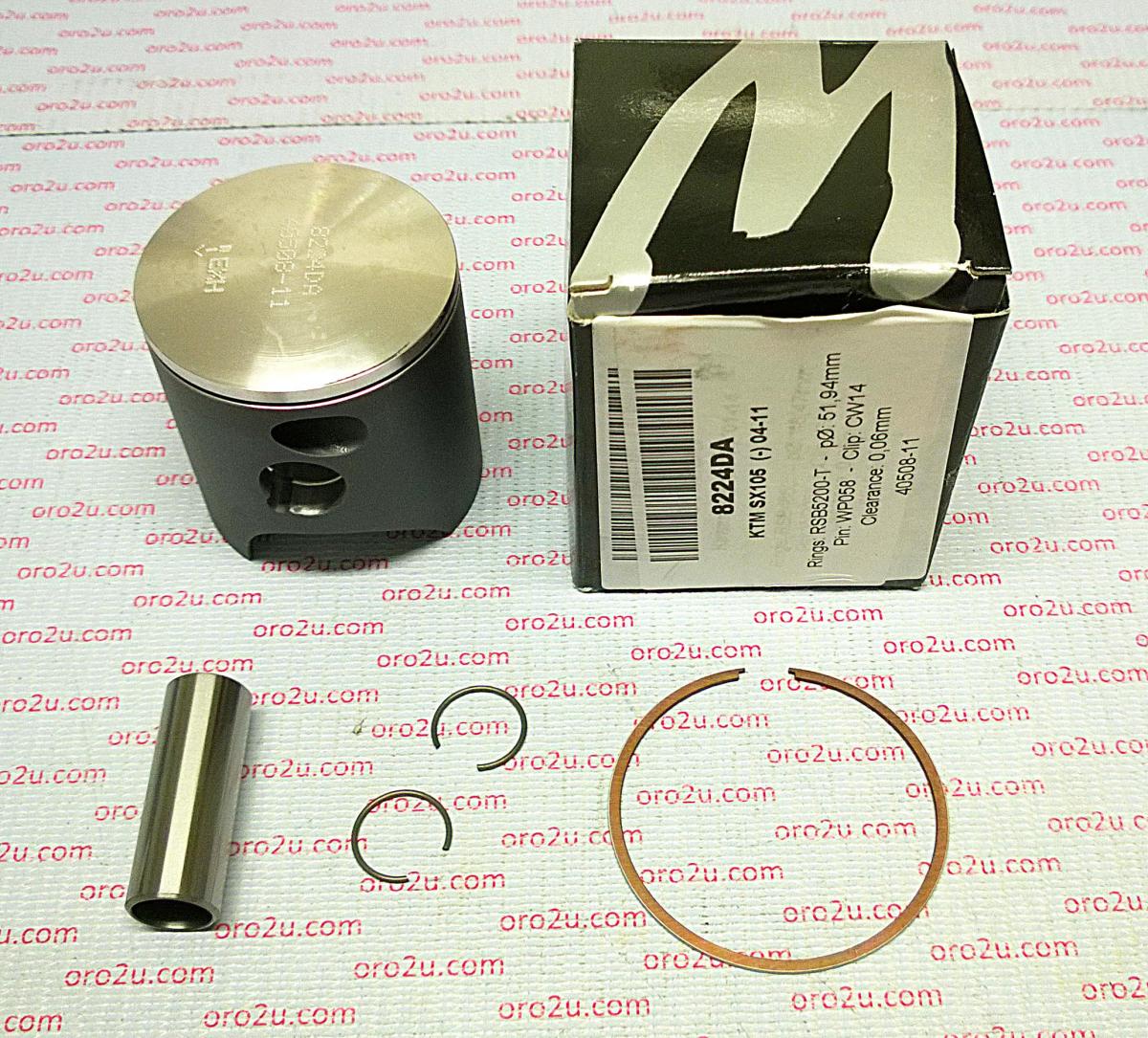 PISTON KIT KTM 105 SX XC 52.00, FORGED WOSSNER 8224DB 03-08 image 1
