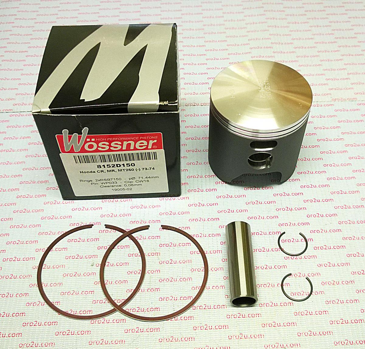 PISTON KIT 73-74 CR250 72.00, FORGED WOSSNER 8152D200 image 1