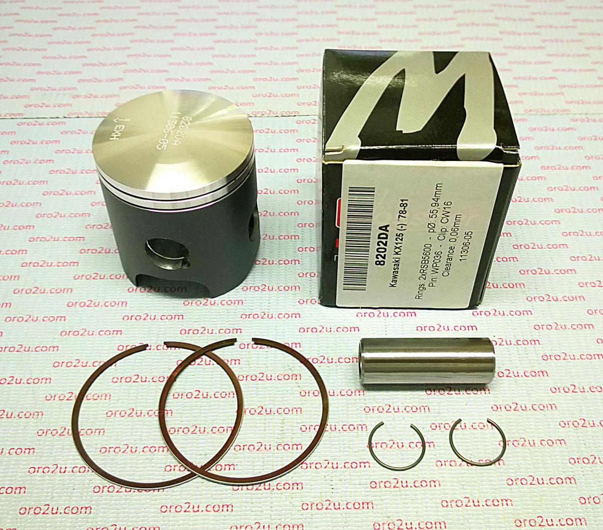 PISTON KIT 78-81 KX125 56.00, FORGED WOSSNER 8202DA 13001-1008 image 1