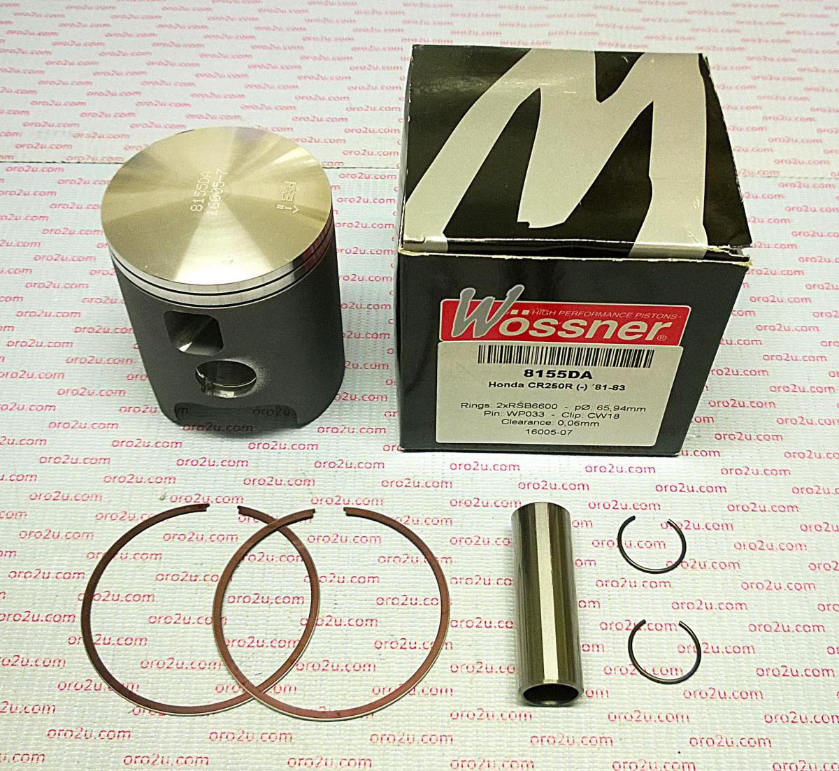 PISTON KIT 81-83 CR250 67.00, FORGED WOSSNER 8155D100 image 1
