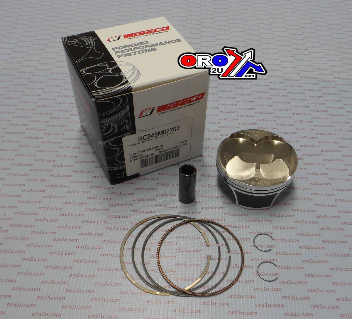 PISTON KIT 07-09 RMZ250 77.00, WISECO RC849M0770 SUZUKI MX, RACERS CHOICE image 1