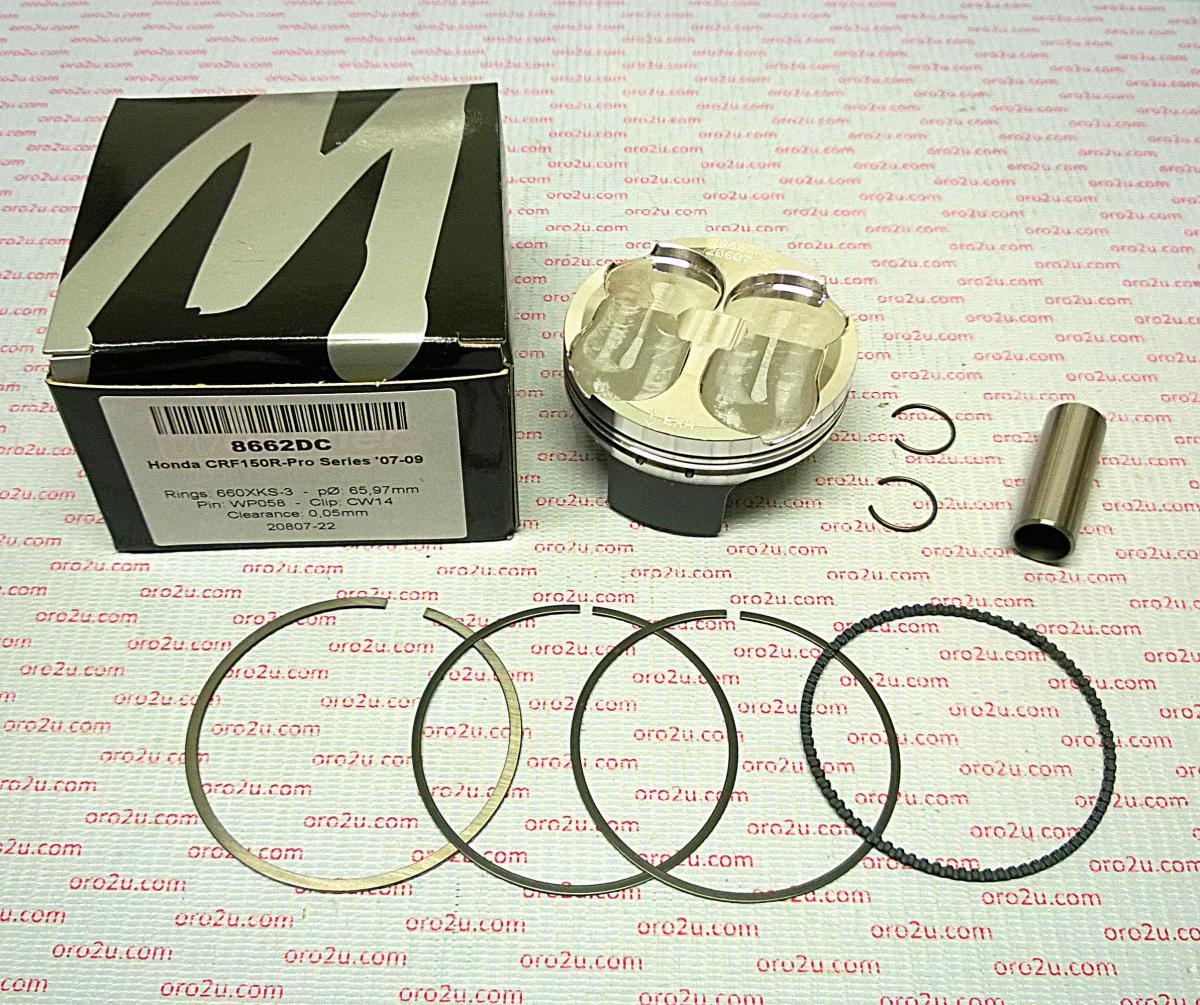 PISTON KIT 07-09 CRF150R 66 HC, WOSSNER 8662DB 12.5:1 COMP image 1