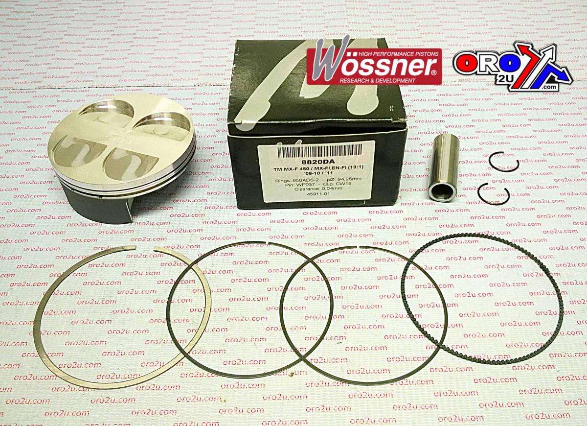 PISTON KIT 09-11 TM450F 95.00, FORGED WOSSNER 8820DB image 1