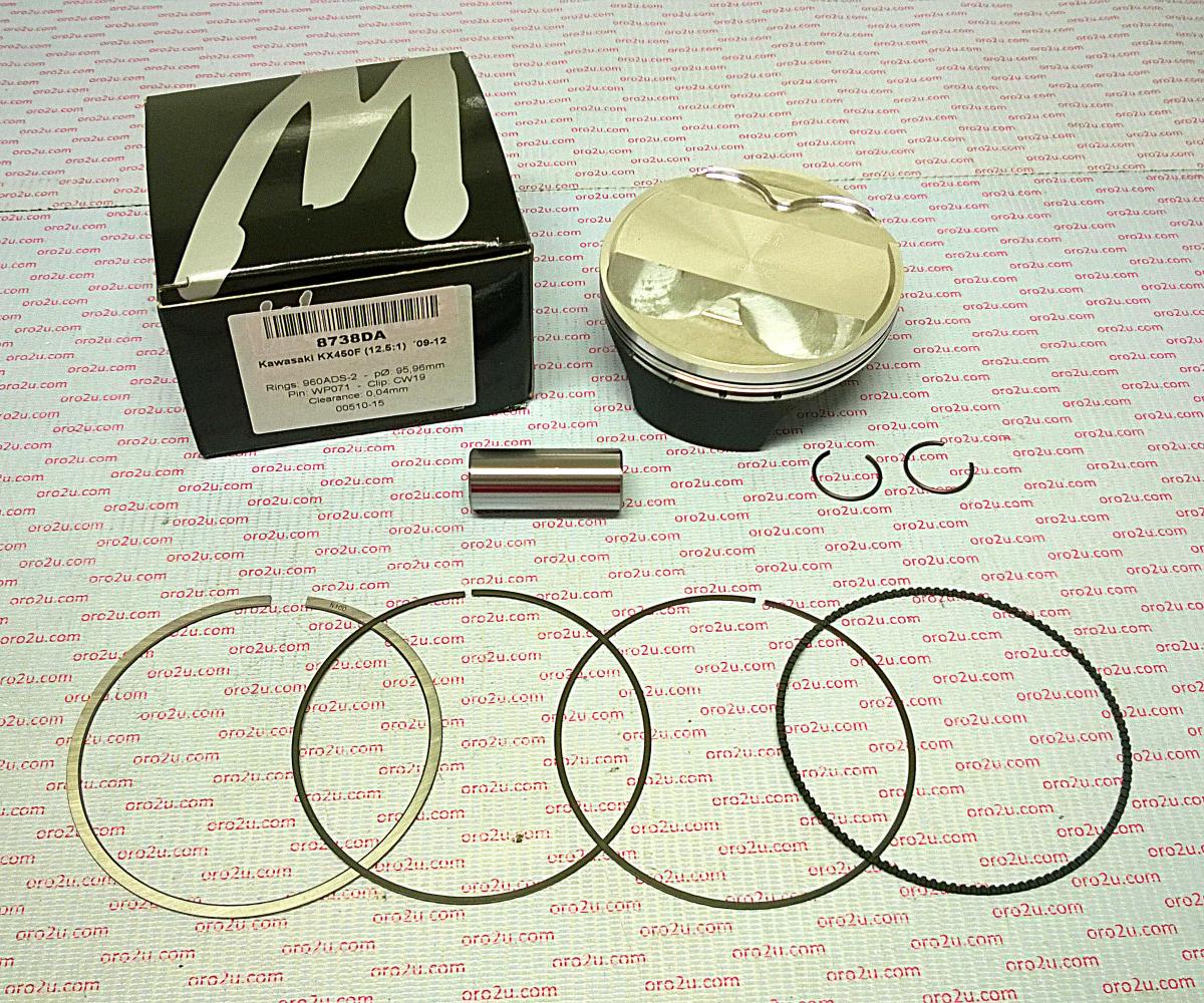 PISTON KIT 09-12 KX450F 96mm, WOSSNER 8738DA KAWASAKI 13001-0110 image 1