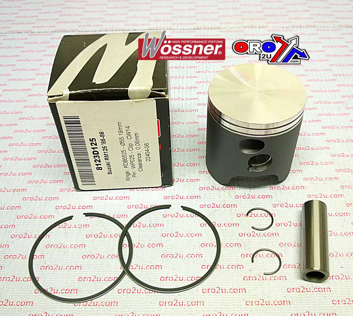 PISTON KIT 85-86 RM125 55.50, WOSSNER 8123D150 SUZUKI MX image 1