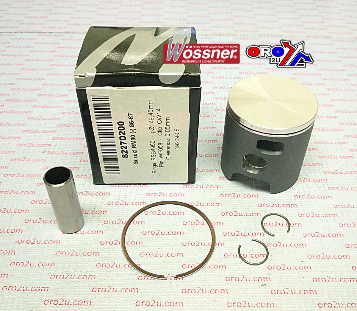 PISTON KIT 86-87 RM80 49.50, WOSSNER 8227D200 SUZUKI MX image 1