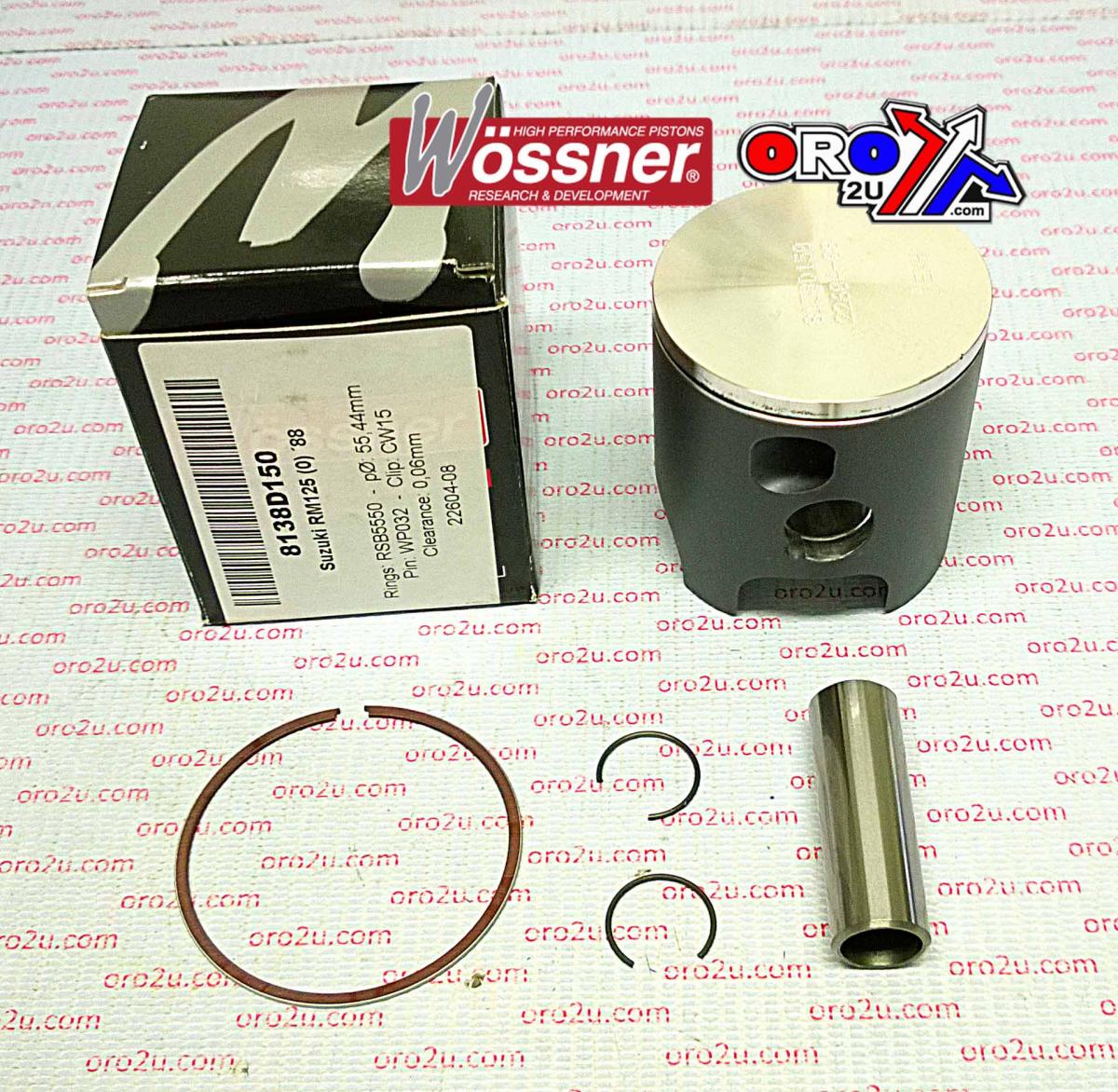 PISTON KIT 1988 RM125 56.00, WOSSNER 8138D200 SUZUKI MX image 1
