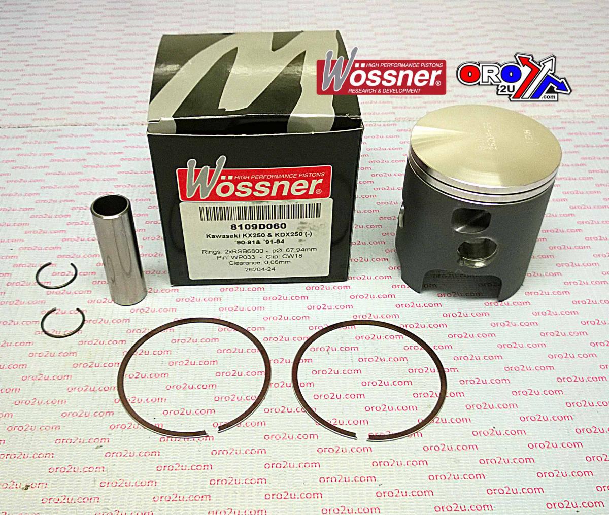 PISTON KIT 90-91 KX250 68.00, WOSSNER 8109D060 KAWASAKI MX image 1