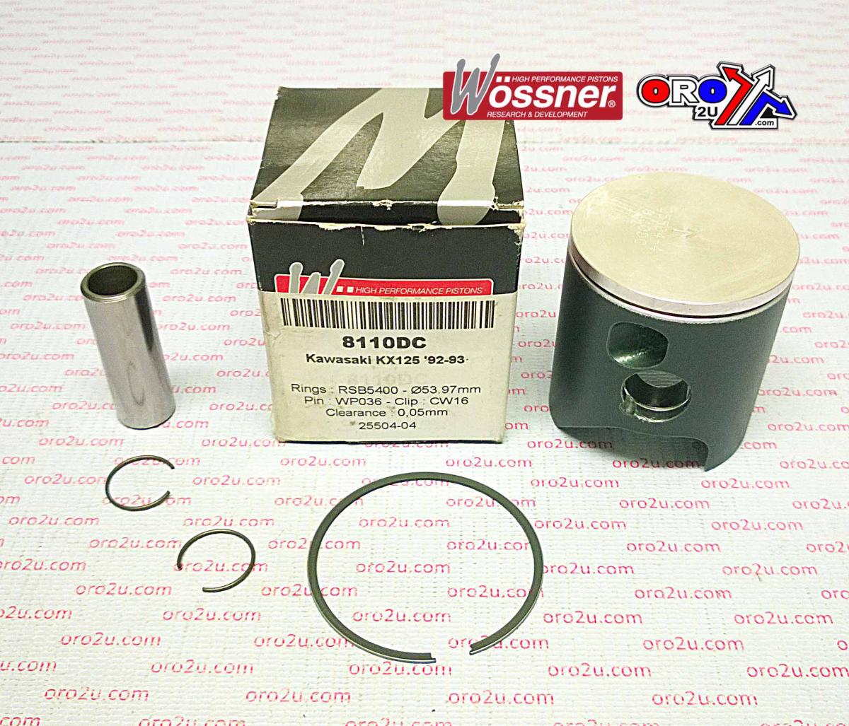 PISTON KIT 92-93 KX125 54.50, WOSSNER 8110D050 KAWASAKI MX image 1