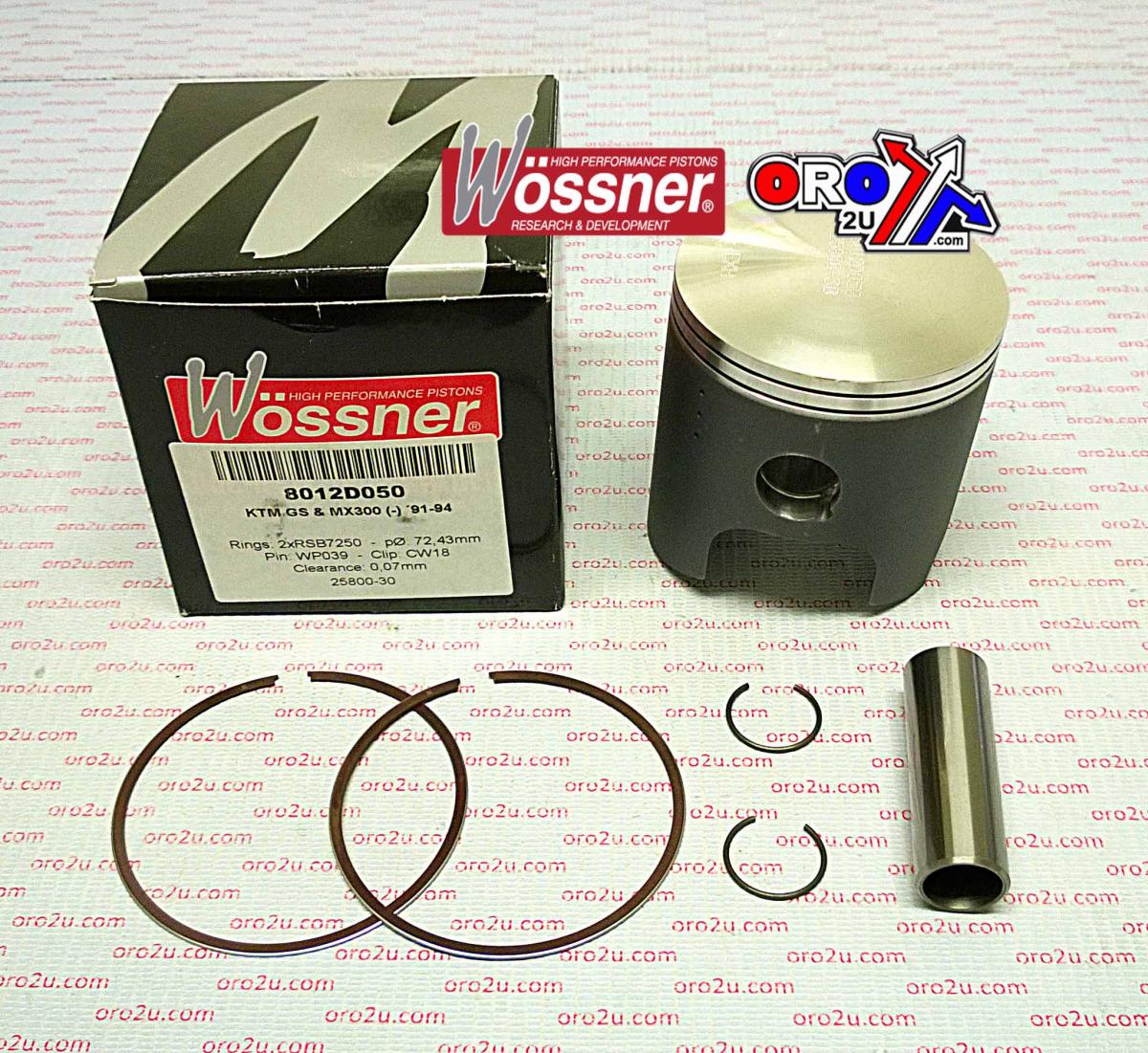 PISTON KIT 91-94 KTM300 72.00, WOSSNER 8012DA FORGED 54630015044 image 1