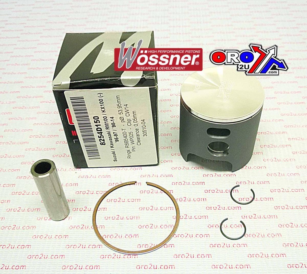 PISTON KIT 98-18 KX100 53.50, WOSSNER 8254D100 KAWASAKI MX, SINGLE RING image 1