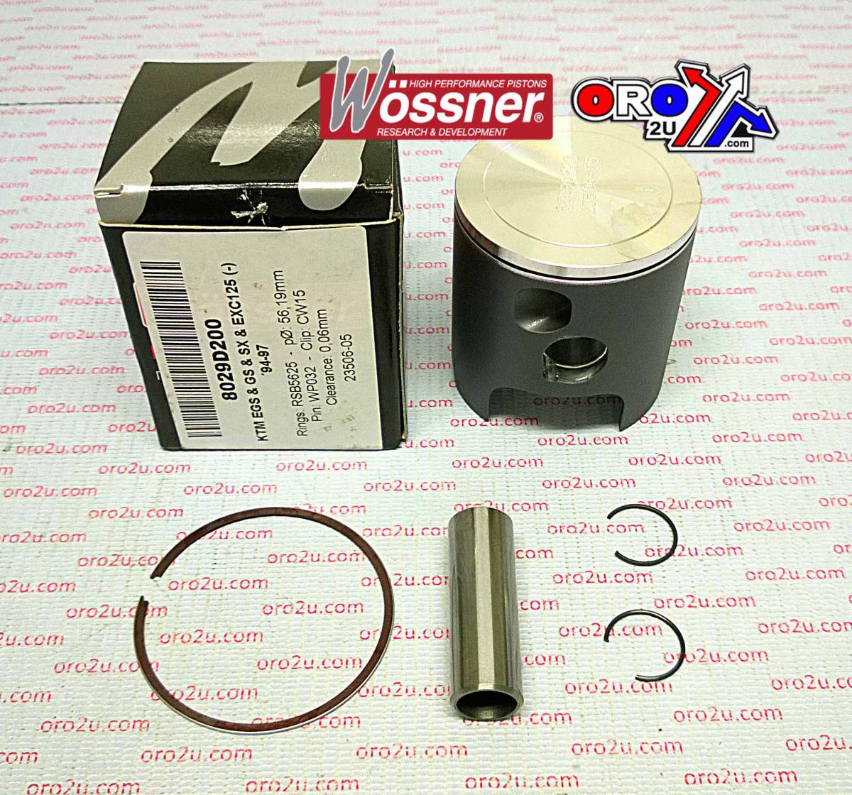 PISTON KIT 94-00 KTM125 54.75, WOSSNER 8029D050 FORGED image 1