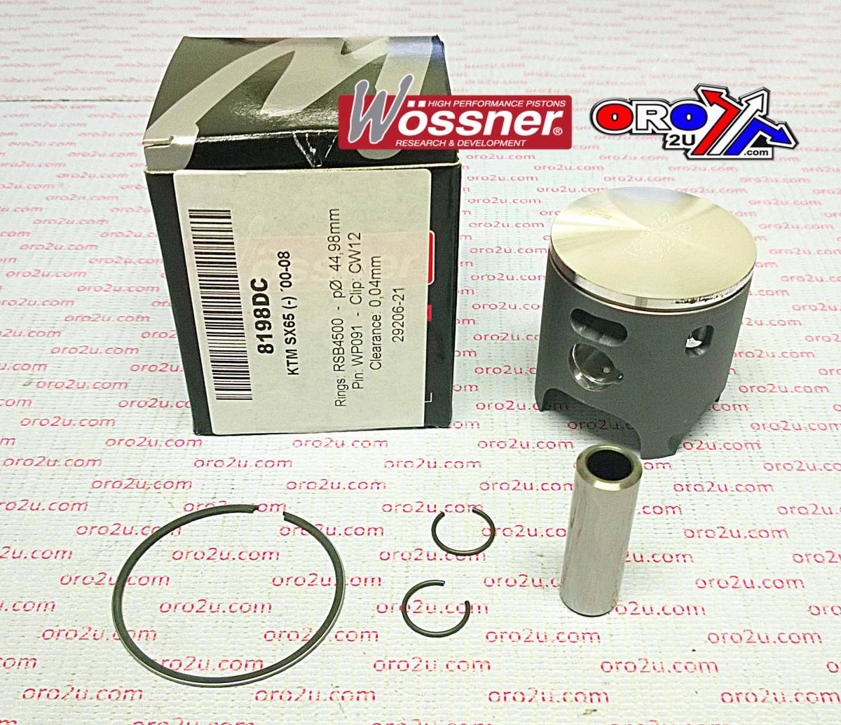 PISTON KIT 00-08 SX65 45.00 B, WOSSNER 8198DB KTM MX image 1