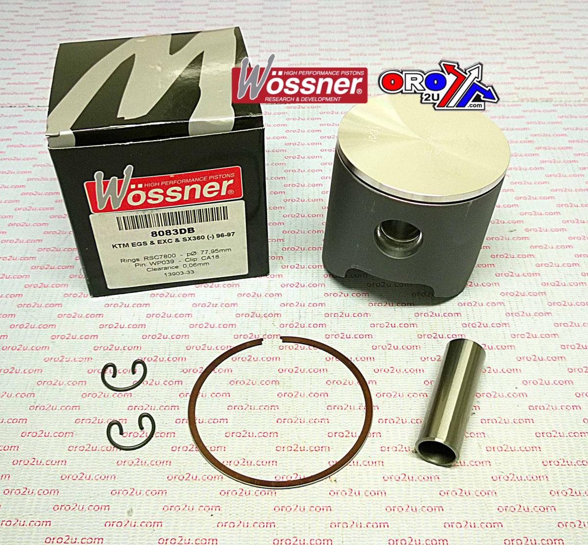 PISTON KIT 96-97 KTM360 78.00, WOSSNER 8083DB FORGED image 1