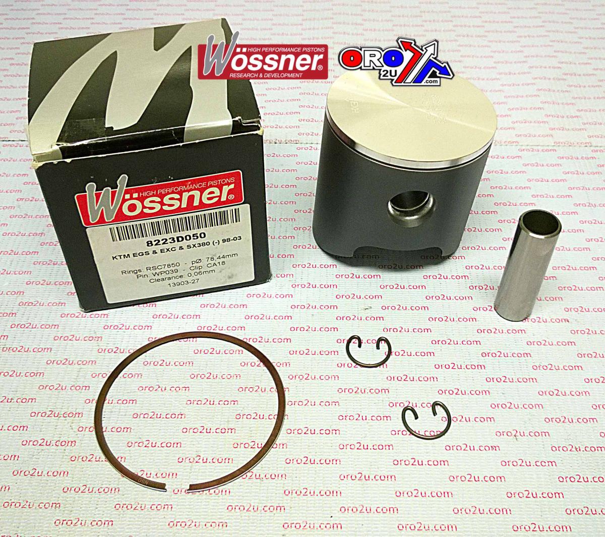 PISTON KIT 98-02 KTM380 78.00, WOSSNER 8223DA FORGED image 1