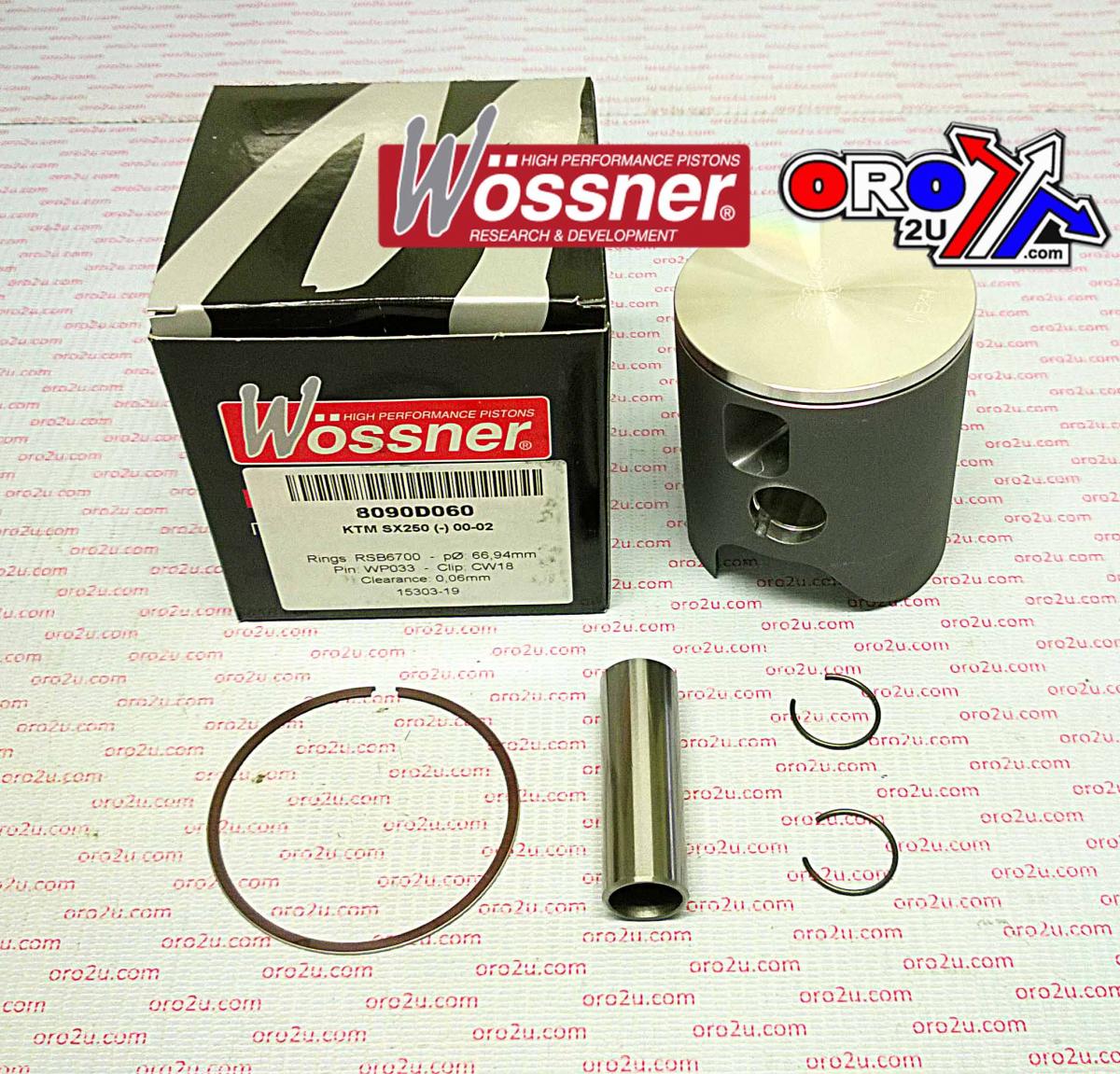 PISTON KIT 00-06 KTM250 66.40, WOSSNER 8090DB FORGED image 1