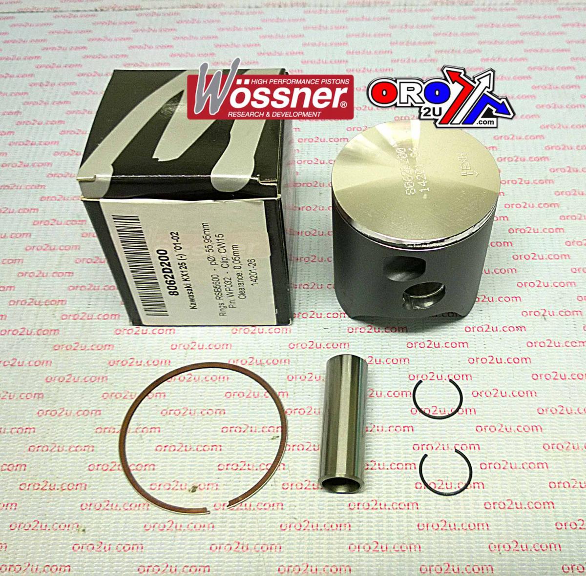 PISTON KIT 01-02 KX125 56.00, WOSSNER 8062D200 KAWASAKI MX image 1